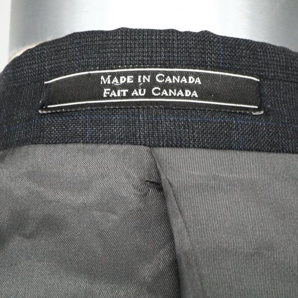 Arnold Brant Sport Coat Mens 43R Wool Cashmere Charcoal Gray Plaid Jacket - Picture 13 of 16